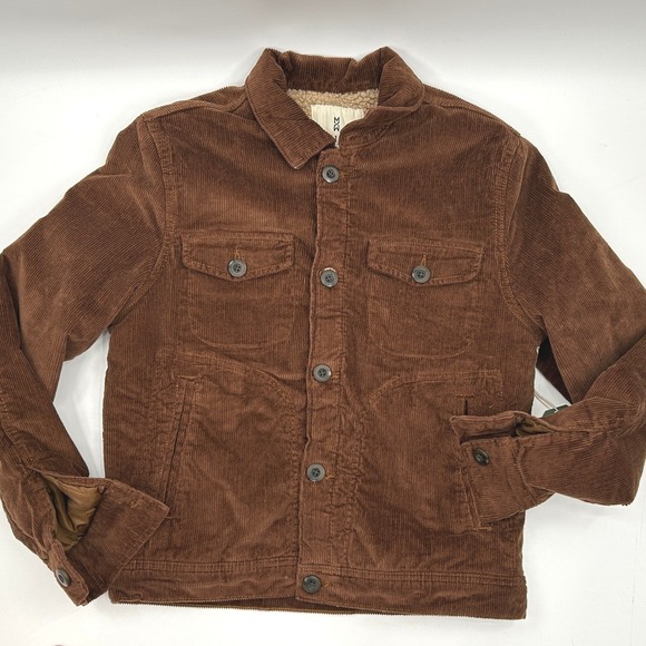 Mutual Weave Sherpa Lined Corduroy Trucker Jacket Brown Western Workwear S - Picture 9 of 15